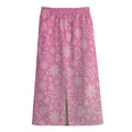 Cute Pink Breast Cancer Pattern Print Cotton Front Slit Maxi Skirt