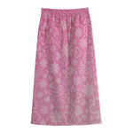 Cute Pink Breast Cancer Pattern Print Cotton Front Slit Maxi Skirt