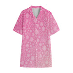 Cute Pink Breast Cancer Pattern Print Cotton Hawaiian Shirt