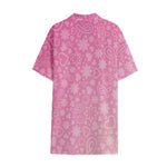 Cute Pink Breast Cancer Pattern Print Cotton Hawaiian Shirt