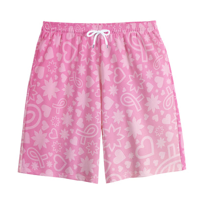 Cute Pink Breast Cancer Pattern Print Cotton Shorts