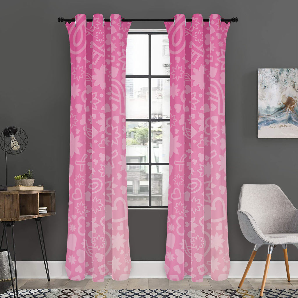 Cute Pink Breast Cancer Pattern Print Curtain