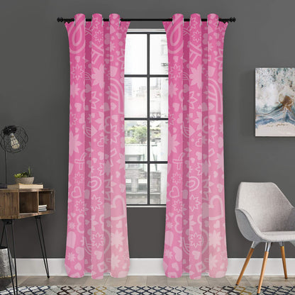 Cute Pink Breast Cancer Pattern Print Curtain