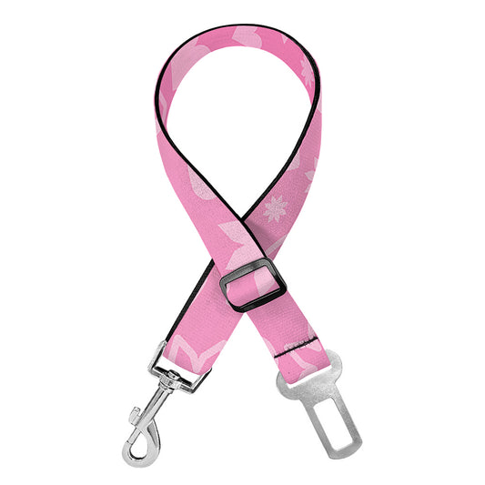 Cute Pink Breast Cancer Pattern Print Dog Seat Belt