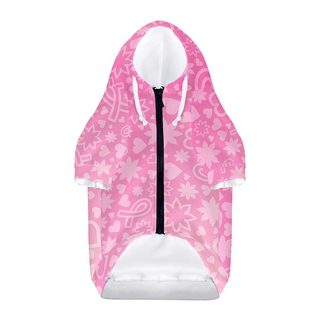 Cute Pink Breast Cancer Pattern Print Dog Zip Up Hoodie