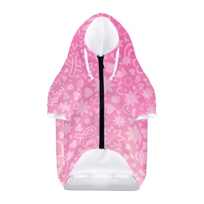 Cute Pink Breast Cancer Pattern Print Dog Zip Up Hoodie