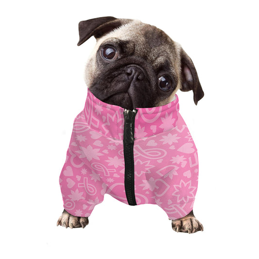 Cute Pink Breast Cancer Pattern Print Dog Zip Up Jacket