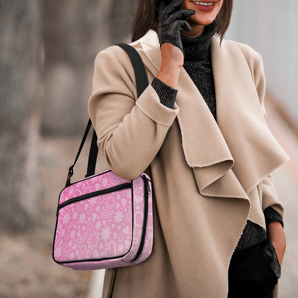 Cute Pink Breast Cancer Pattern Print Double Strap Bible Bag