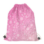 Cute Pink Breast Cancer Pattern Print Drawstring Bag