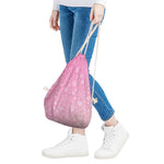 Cute Pink Breast Cancer Pattern Print Drawstring Bag