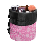 Cute Pink Breast Cancer Pattern Print Drawstring Makeup Bag