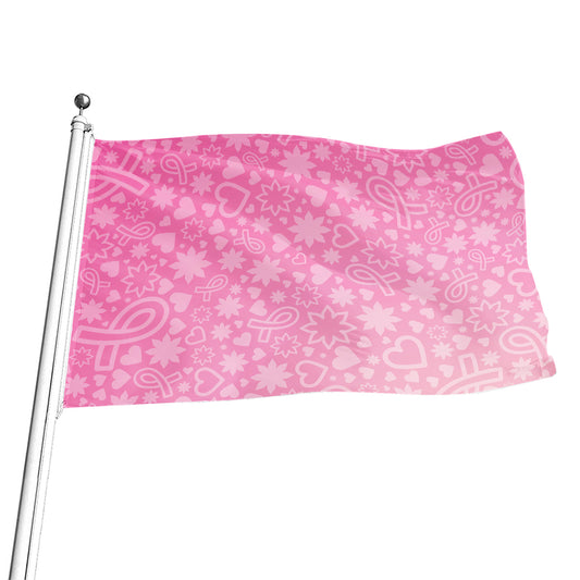 Cute Pink Breast Cancer Pattern Print Flag