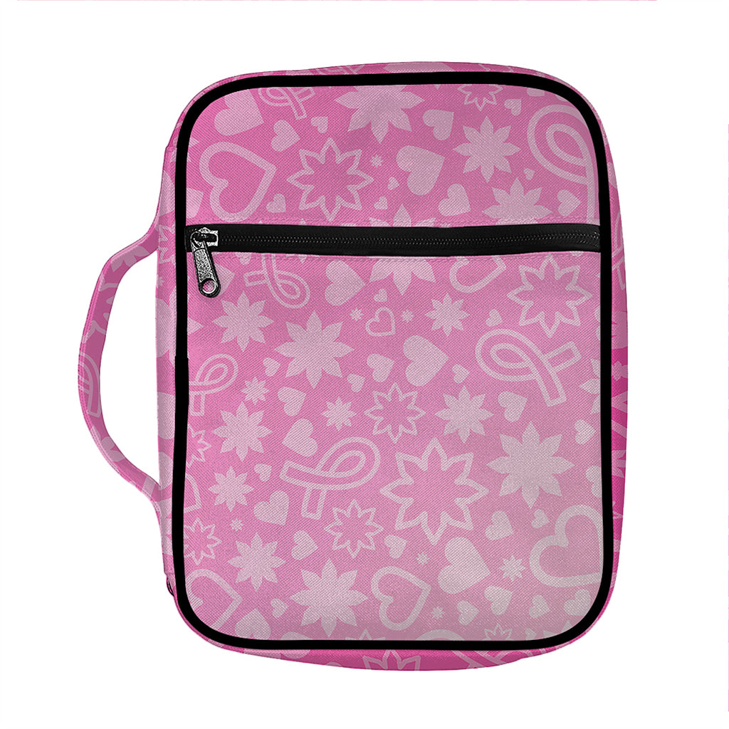 Cute Pink Breast Cancer Pattern Print Front Pocket Bible Bag