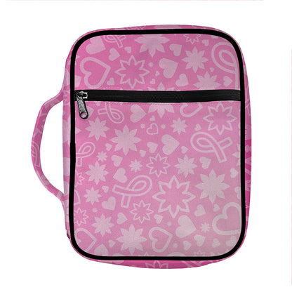 Cute Pink Breast Cancer Pattern Print Front Pocket Bible Bag