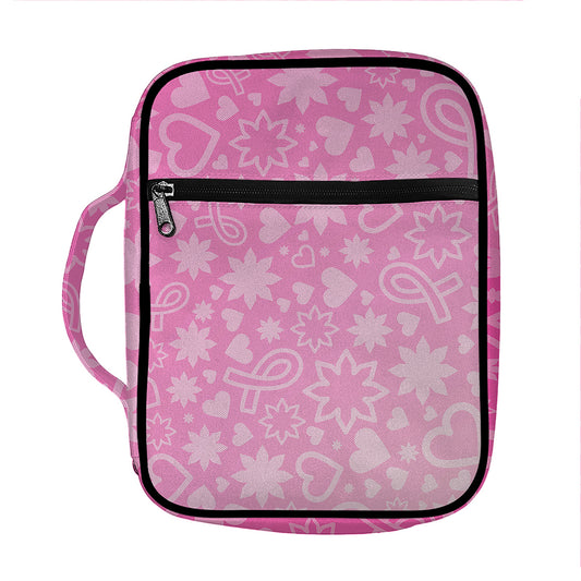 Cute Pink Breast Cancer Pattern Print Front Pocket Bible Bag