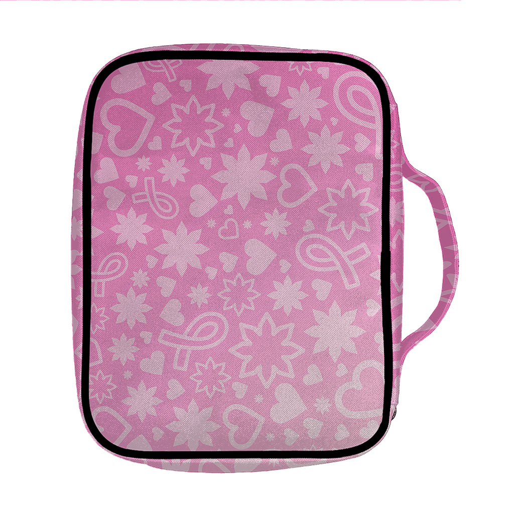 Cute Pink Breast Cancer Pattern Print Front Pocket Bible Bag