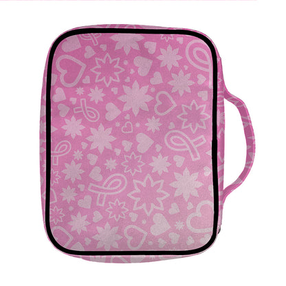 Cute Pink Breast Cancer Pattern Print Front Pocket Bible Bag