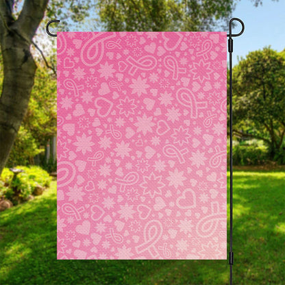 Cute Pink Breast Cancer Pattern Print Garden Flag