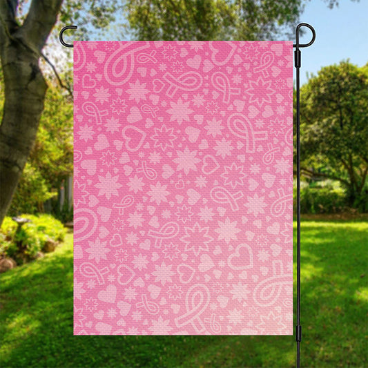 Cute Pink Breast Cancer Pattern Print Garden Flag