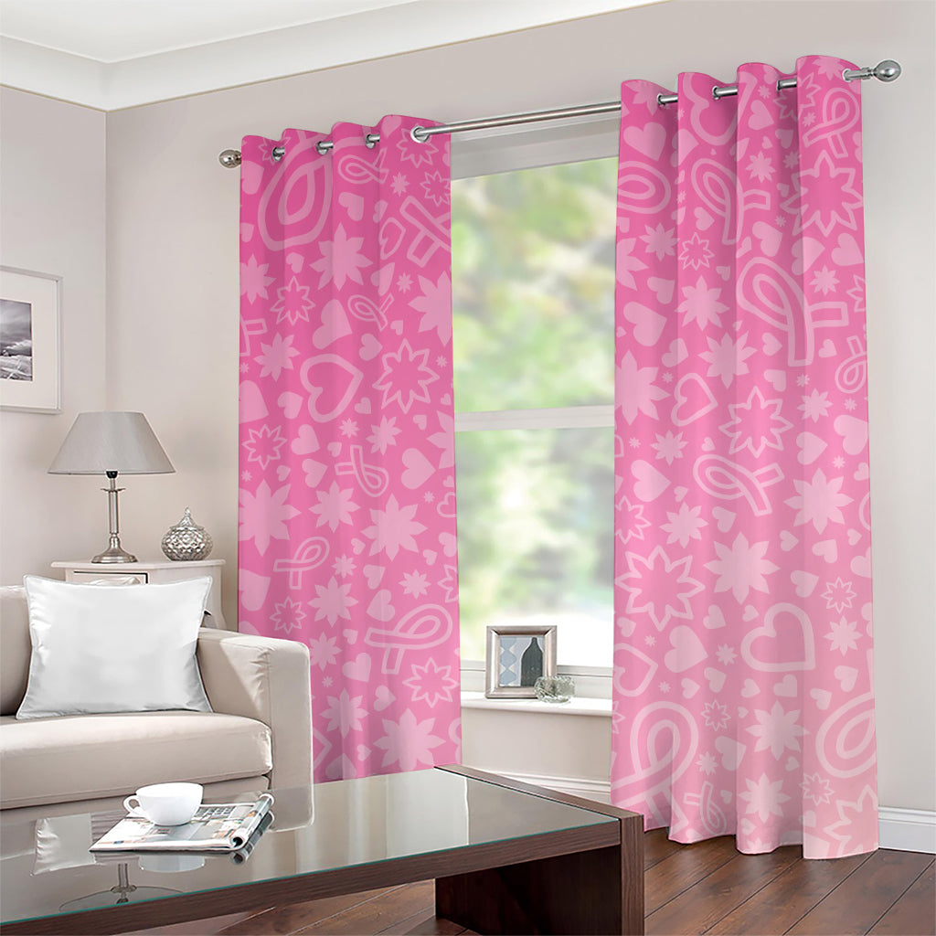 Cute Pink Breast Cancer Pattern Print Grommet Curtains