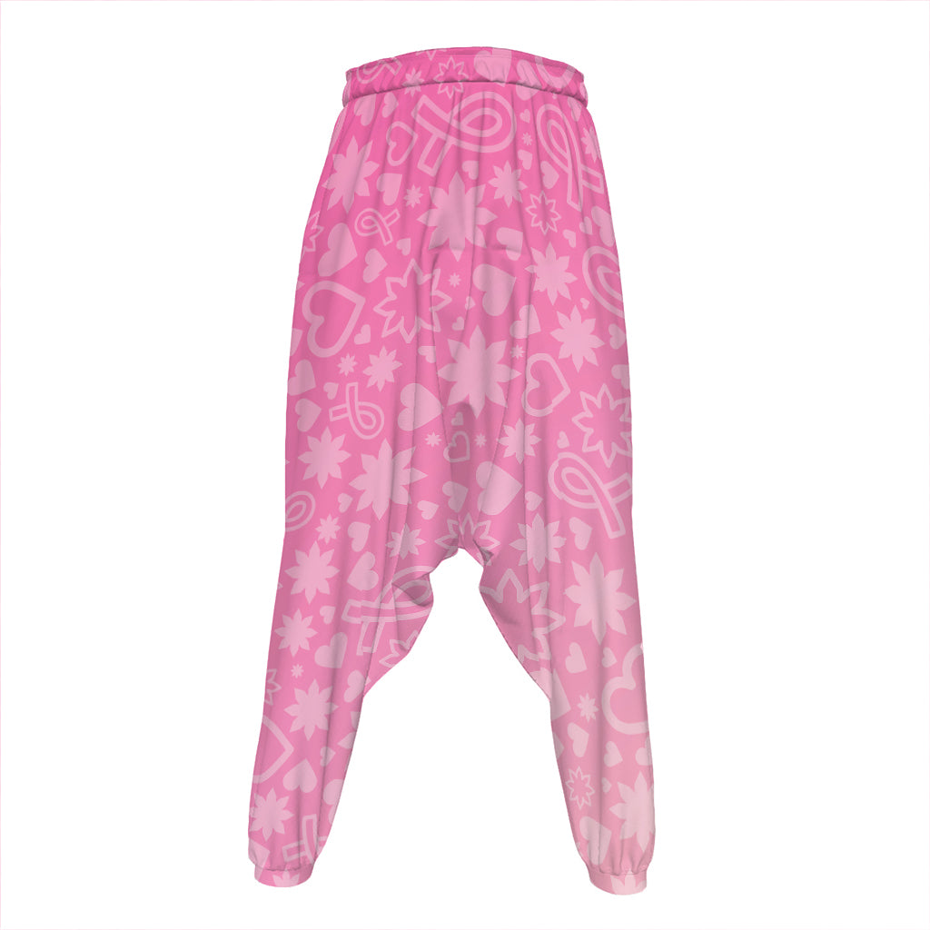 Cute Pink Breast Cancer Pattern Print Hammer Pants
