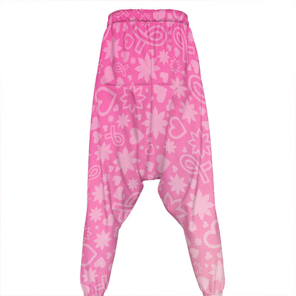 Cute Pink Breast Cancer Pattern Print Hammer Pants