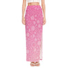 Cute Pink Breast Cancer Pattern Print High Slit Maxi Skirt