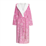 Cute Pink Breast Cancer Pattern Print Hooded Bathrobe