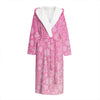 Cute Pink Breast Cancer Pattern Print Hooded Bathrobe