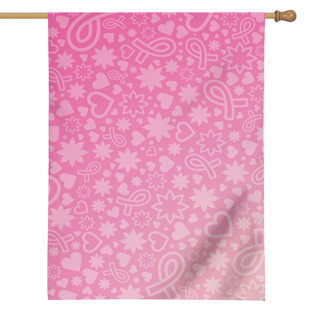 Cute Pink Breast Cancer Pattern Print House Flag