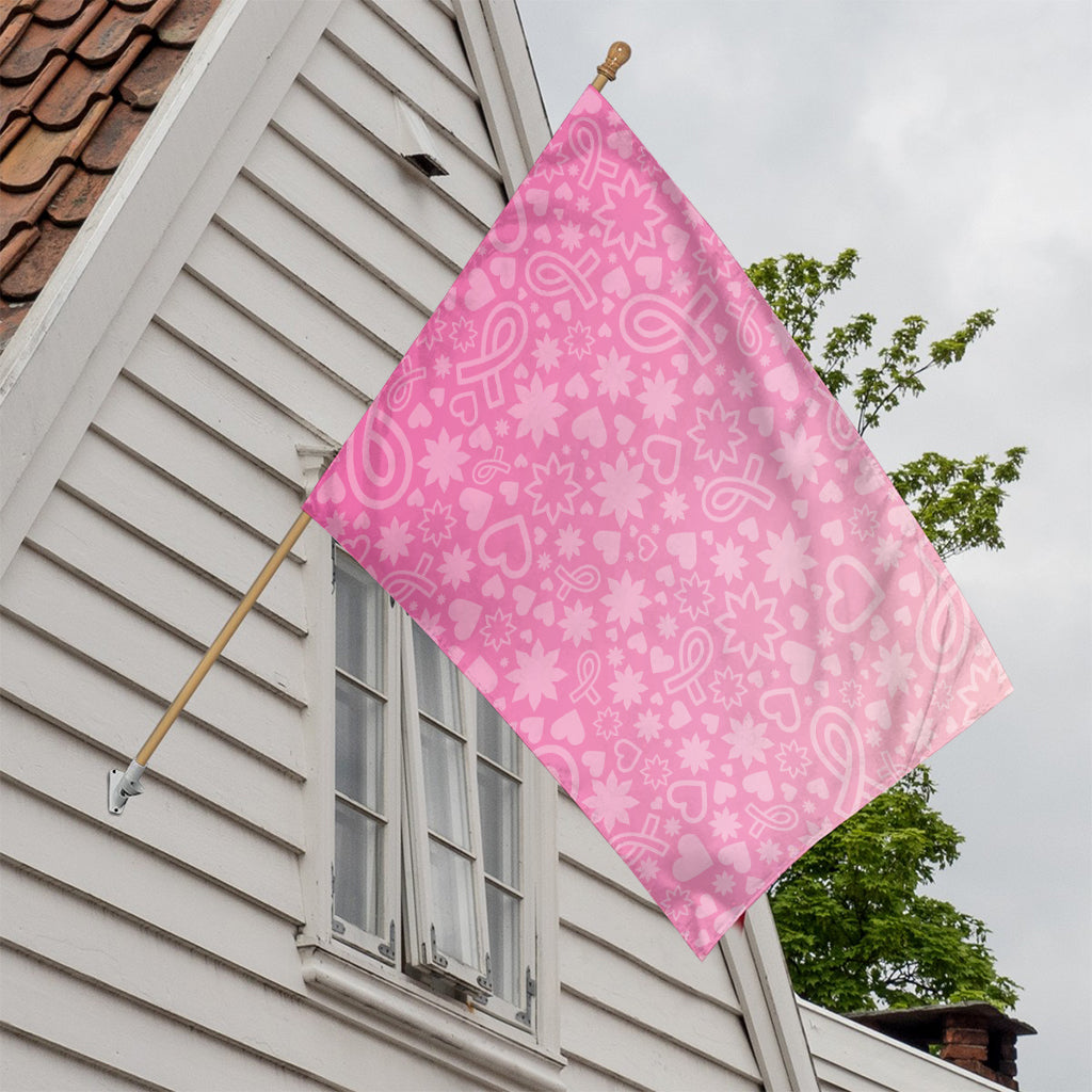 Cute Pink Breast Cancer Pattern Print House Flag