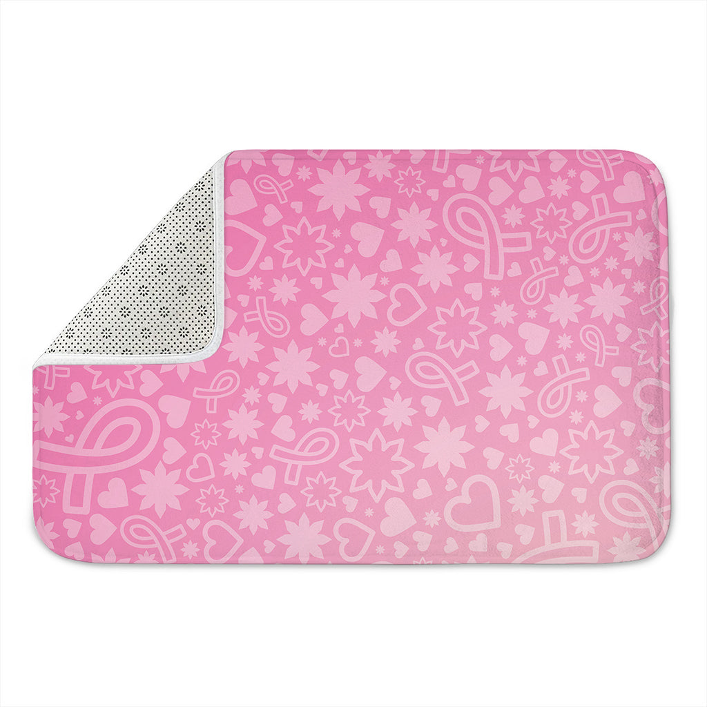 Cute Pink Breast Cancer Pattern Print Indoor Door Mat