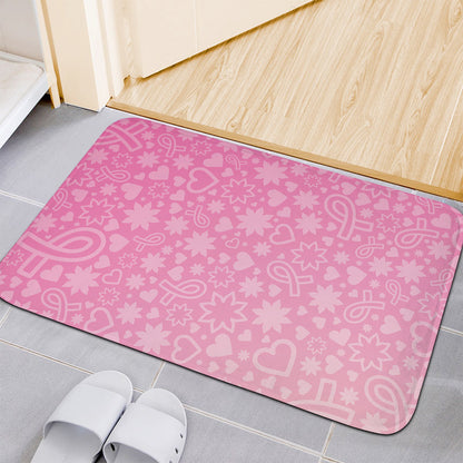 Cute Pink Breast Cancer Pattern Print Indoor Door Mat