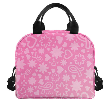 Cute Pink Breast Cancer Pattern Print Insulated Lunch Bag