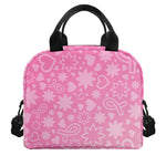 Cute Pink Breast Cancer Pattern Print Insulated Lunch Bag