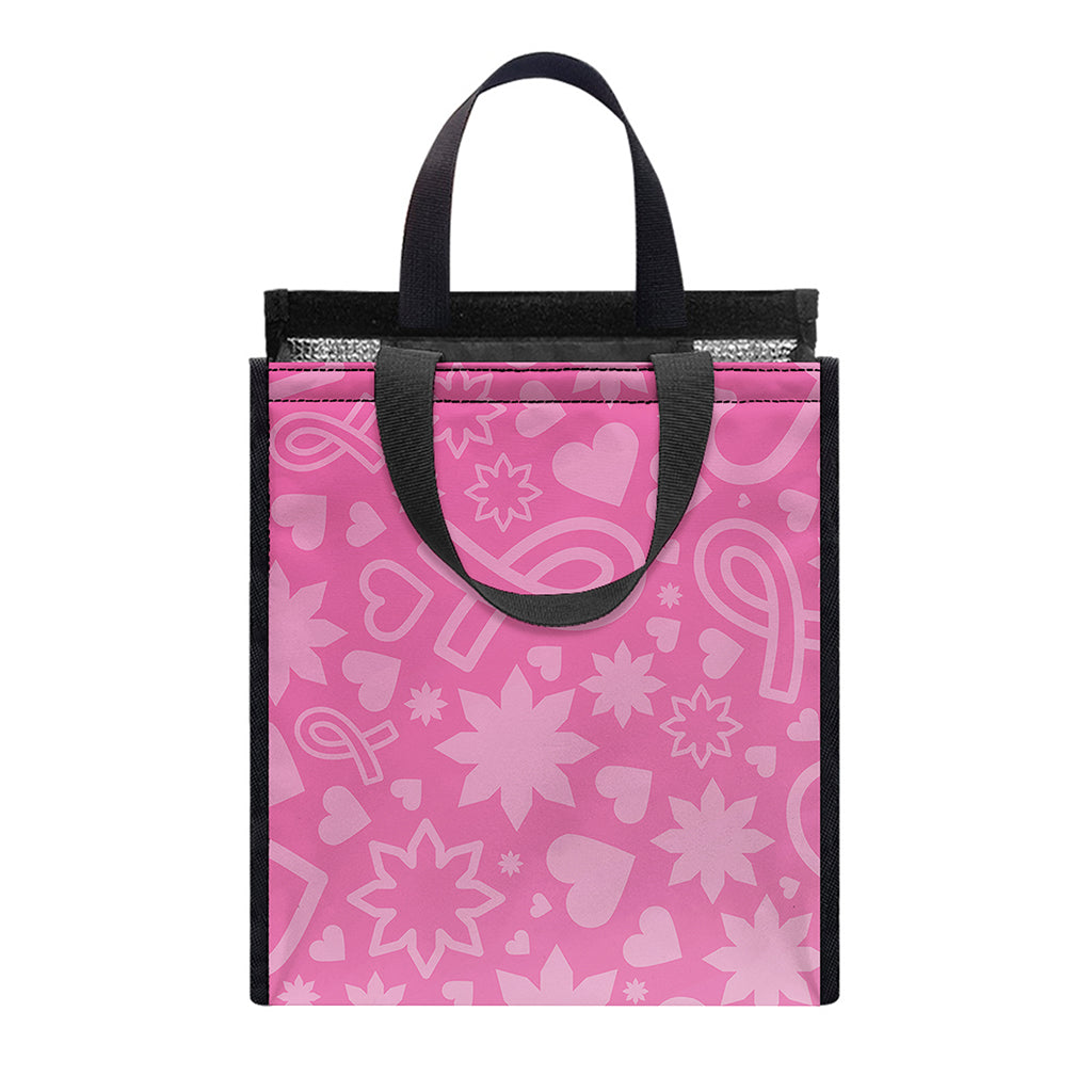 Cute Pink Breast Cancer Pattern Print Insulated Lunch Tote