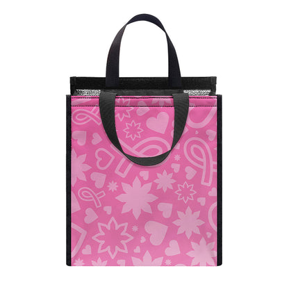 Cute Pink Breast Cancer Pattern Print Insulated Lunch Tote