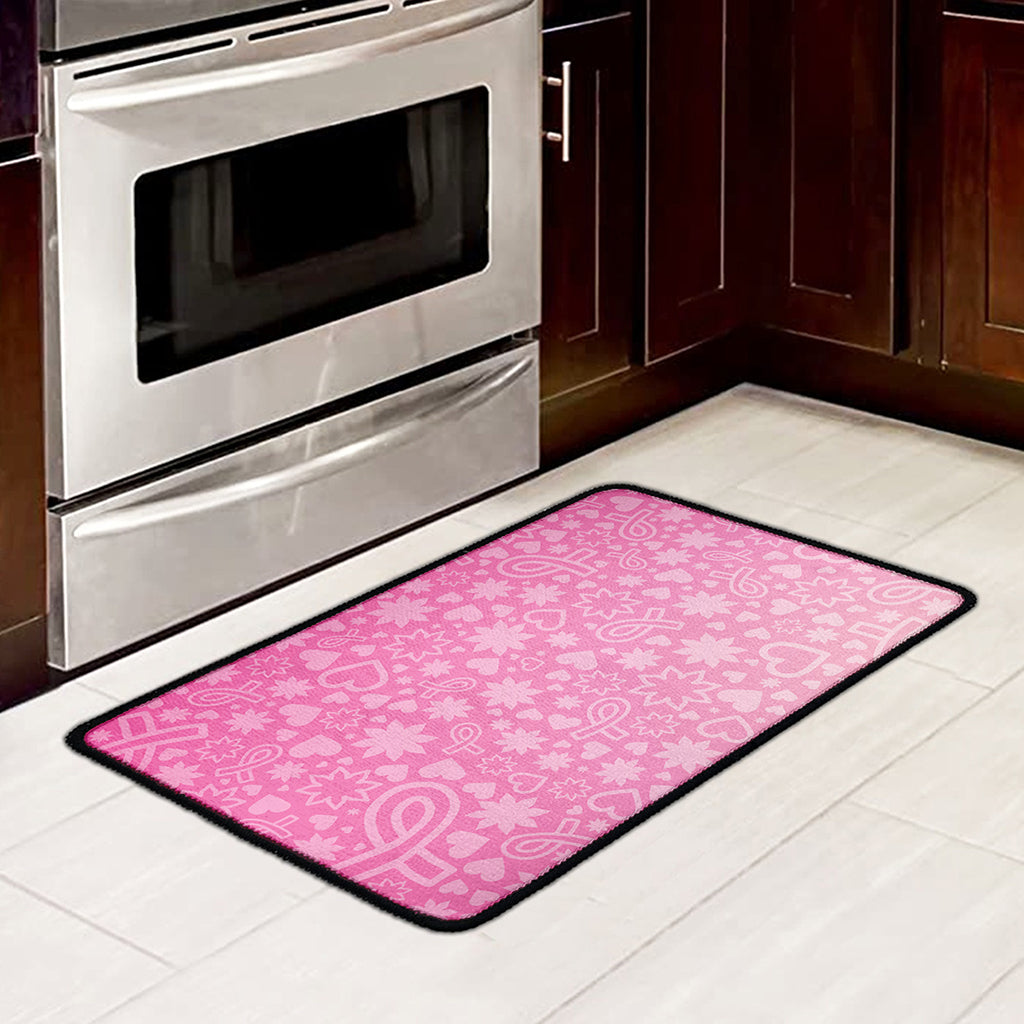 Cute Pink Breast Cancer Pattern Print Kitchen Mat