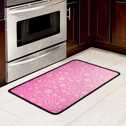 Cute Pink Breast Cancer Pattern Print Kitchen Mat