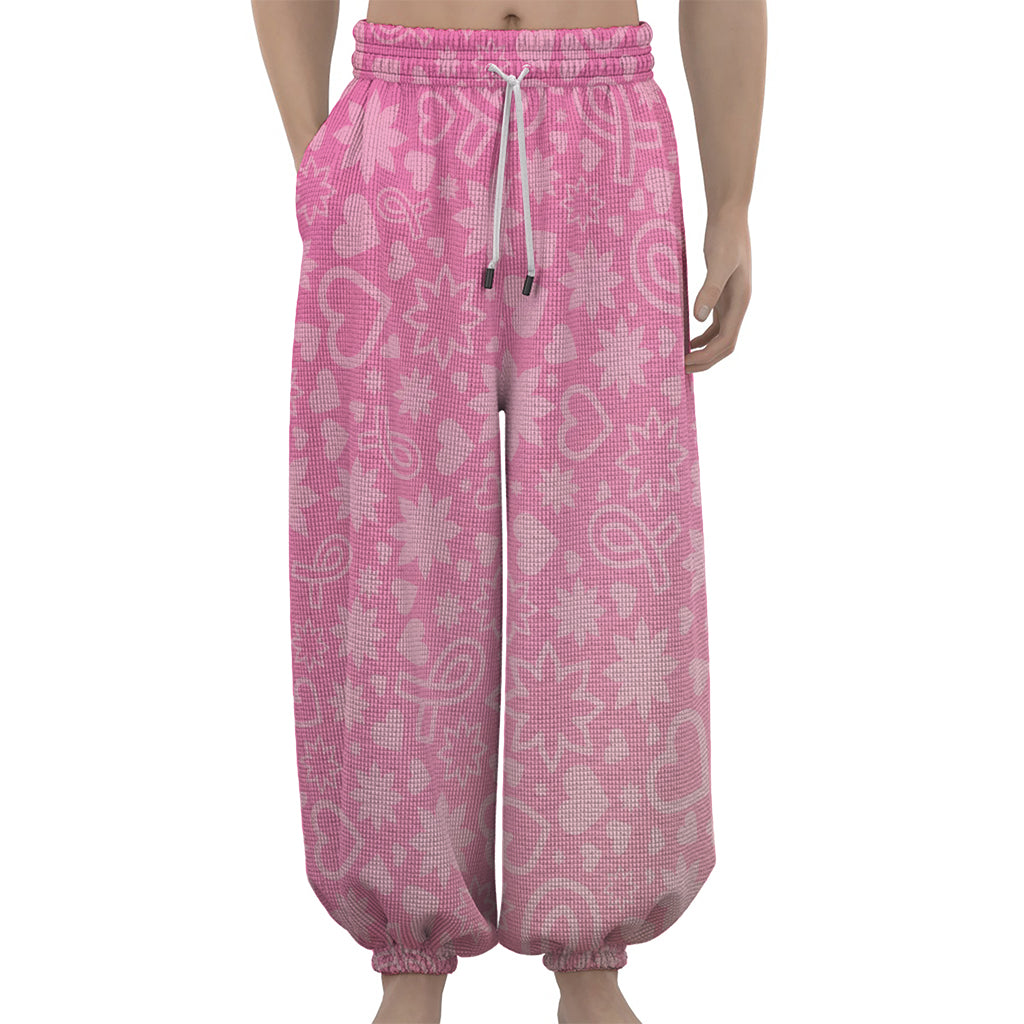 Cute Pink Breast Cancer Pattern Print Lantern Pants