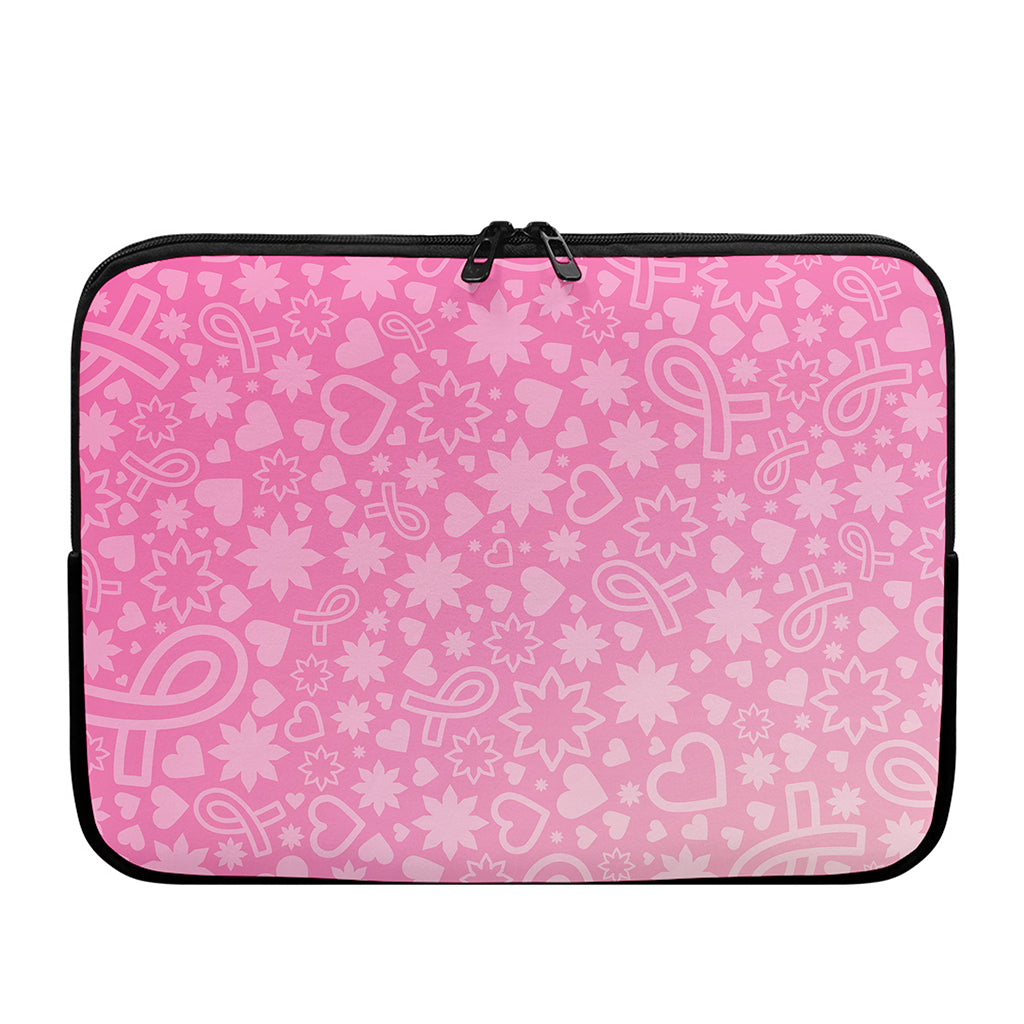 Cute Pink Breast Cancer Pattern Print Laptop Sleeve