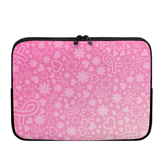 Cute Pink Breast Cancer Pattern Print Laptop Sleeve
