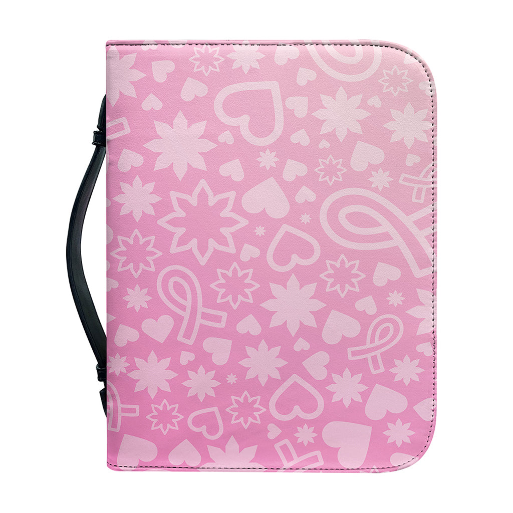 Cute Pink Breast Cancer Pattern Print Leather Bible Cover