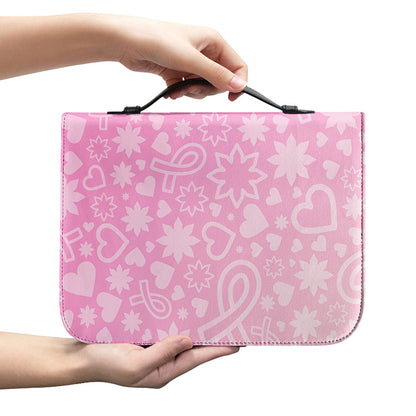 Cute Pink Breast Cancer Pattern Print Leather Bible Cover