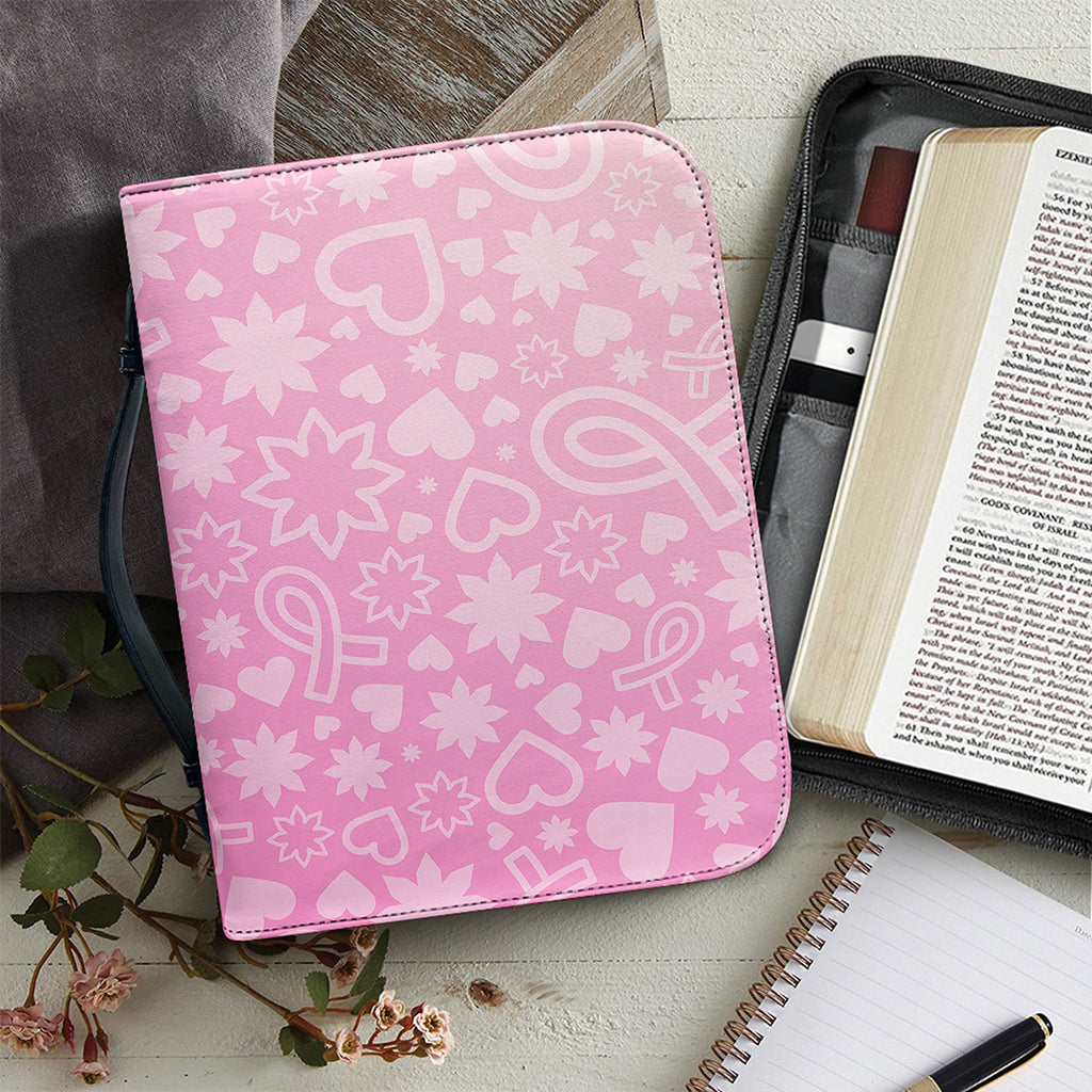 Cute Pink Breast Cancer Pattern Print Leather Bible Cover