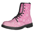 Cute Pink Breast Cancer Pattern Print Lace-Up Boots