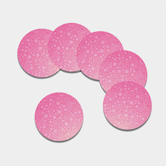 Cute Pink Breast Cancer Pattern Print Leather Coaster Set