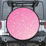 Cute Pink Breast Cancer Pattern Print Leather Spare Tire Cover