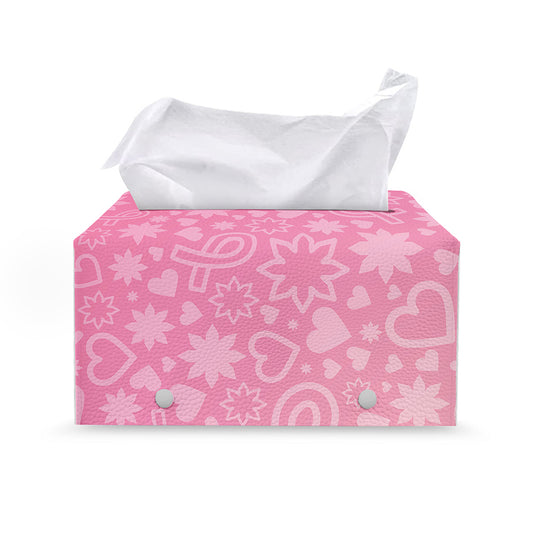 Cute Pink Breast Cancer Pattern Print Leather Tissue Box Cover