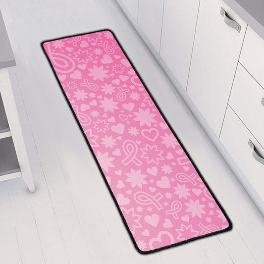 Cute Pink Breast Cancer Pattern Print Long Kitchen Mat